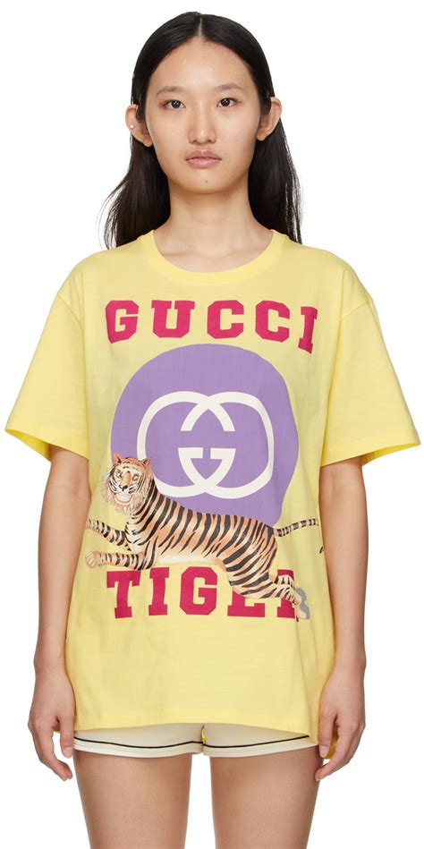 gucci tiger shirt yellow|gucci tiger collar shirt.